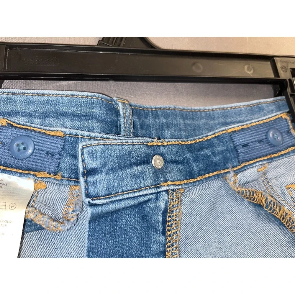 H&M Flare Low Waist Jeans Girls 14 Blue Denim Cotton Stretch Ankle‎ Slit Casual